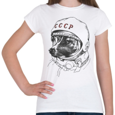 PRINTFASHION Lajka a ez első kutya az űrben - Női póló - Fehér