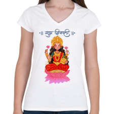 PRINTFASHION lakshmi05 - Női V-nyakú póló - Fehér női póló