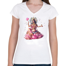 PRINTFASHION lakshmi08 - Női V-nyakú póló - Fehér