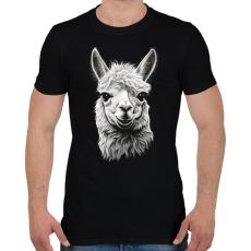 PRINTFASHION Láma fej - Férfi póló - Fekete