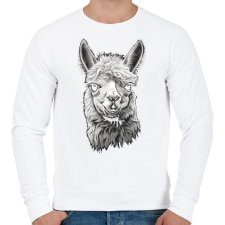 PRINTFASHION Láma fej - Férfi pulóver - Fehér férfi pulóver, kardigán