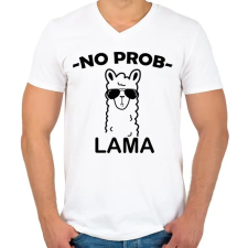 PRINTFASHION Láma  - Férfi V-nyakú póló - Fehér férfi póló