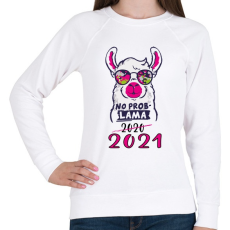PRINTFASHION Láma - no problama. 2021 - Női pulóver - Fehér