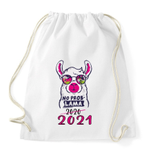 PRINTFASHION Láma - no problama. 2021 - Sportzsák, Tornazsák - Fehér tornazsák