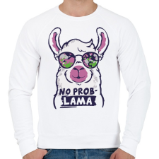 PRINTFASHION Láma - no problama - Férfi pulóver - Fehér férfi pulóver, kardigán