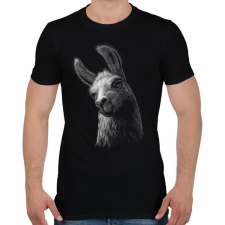 PRINTFASHION Láma portré - Férfi póló - Fekete férfi póló