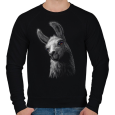 PRINTFASHION Láma portré - Férfi pulóver - Fekete
