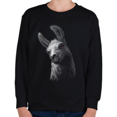 PRINTFASHION Láma portré - Gyerek pulóver - Fekete