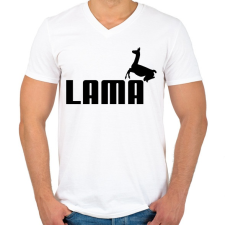 PRINTFASHION Lama Puma paródia - Férfi V-nyakú póló - Fehér férfi póló
