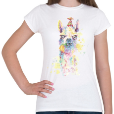 PRINTFASHION Láma vízfesték - Női póló - Fehér