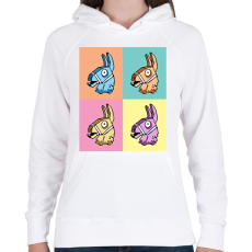 PRINTFASHION Lámák - Női kapucnis pulóver - Fehér