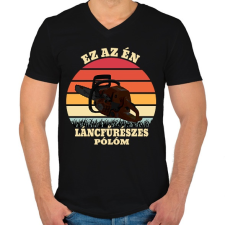 PRINTFASHION Láncfűrész / Favágó - Férfi V-nyakú póló - Fekete férfi póló