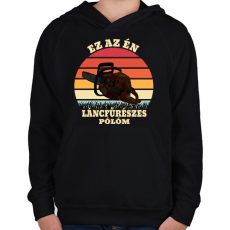 PRINTFASHION Láncfűrész / Favágó - Gyerek kapucnis pulóver - Fekete