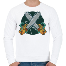 PRINTFASHION Láncfűrész - Férfi pulóver - Fehér férfi pulóver, kardigán