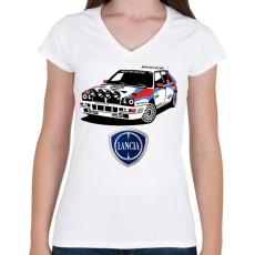 PRINTFASHION Lancia Delta - Női V-nyakú póló - Fehér
