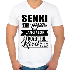 PRINTFASHION Lancia fanatikus - Férfi V-nyakú póló - Fehér