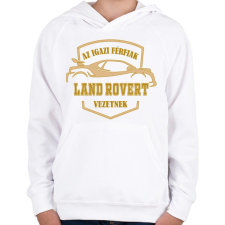 PRINTFASHION Land Roveres sofőr - Gyerek kapucnis pulóver - Fehér gyerek pulóver, kardigán