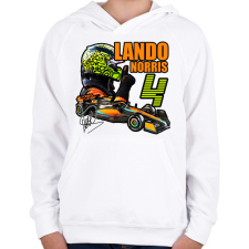 PRINTFASHION Lando Norris F1 - Gyerek kapucnis pulóver - Fehér gyerek pulóver, kardigán