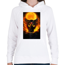 PRINTFASHION Lángoló oroszlán - Női kapucnis pulóver - Fehér