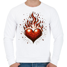 PRINTFASHION Lángoló Szív  - Férfi pulóver - Fehér