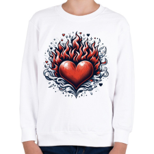 PRINTFASHION Lángoló Szív - Gyerek pulóver - Fehér gyerek pulóver, kardigán
