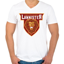 PRINTFASHION Lannister - Férfi V-nyakú póló - Fehér férfi póló