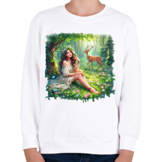 PRINTFASHION Lány az erdőben - Gyerek pulóver - Fehér