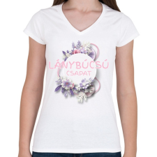 PRINTFASHION Lánybúcsú csapat - Női V-nyakú póló - Fehér női póló
