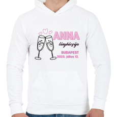 PRINTFASHION Lánybúcsú egyedi névvel - Férfi kapucnis pulóver - Fehér