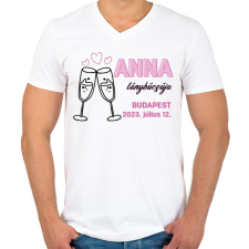 PRINTFASHION Lánybúcsú egyedi névvel - Férfi V-nyakú póló - Fehér férfi póló