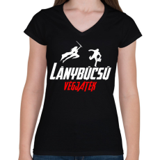 PRINTFASHION Lánybúcsú végjáték 2 - Női V-nyakú póló - Fekete