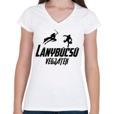 PRINTFASHION Lánybúcsú végjátek - Női V-nyakú póló - Fehér