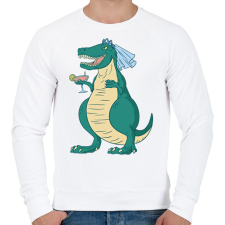 PRINTFASHION Lánybúcsús dínó - Férfi pulóver - Fehér férfi pulóver, kardigán