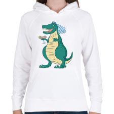 PRINTFASHION Lánybúcsús dínó - Női kapucnis pulóver - Fehér női pulóver, kardigán