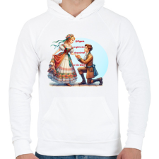 PRINTFASHION Lánykérés - Férfi kapucnis pulóver - Fehér férfi pulóver, kardigán