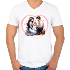 PRINTFASHION Lánykérés - Férfi V-nyakú póló - Fehér