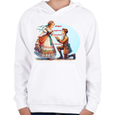 PRINTFASHION Lánykérés - Gyerek kapucnis pulóver - Fehér