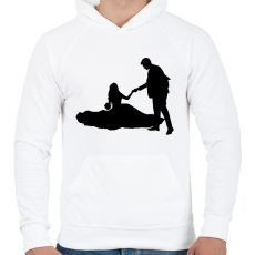 PRINTFASHION Lánykérés sziluett  - Férfi kapucnis pulóver - Fehér
