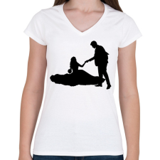 PRINTFASHION Lánykérés sziluett  - Női V-nyakú póló - Fehér női póló