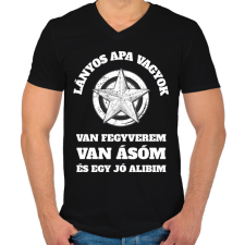 PRINTFASHION LÁNYOS APA 3 - Férfi V-nyakú póló - Fekete férfi póló