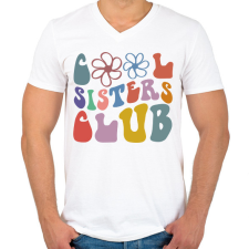 PRINTFASHION Lánytestvér klub - Férfi V-nyakú póló - Fehér férfi póló