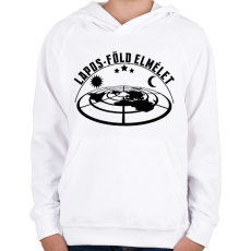 PRINTFASHION Lapos-föld elmélet - Gyerek kapucnis pulóver - Fehér