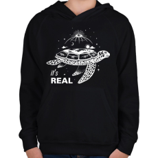 PRINTFASHION Lapos-föld hívő - Gyerek kapucnis pulóver - Fekete