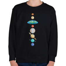 PRINTFASHION Lapos-föld hívő - Gyerek pulóver - Fekete gyerek pulóver, kardigán