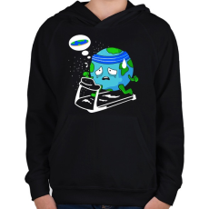 PRINTFASHION Lapos föld kardió - Gyerek kapucnis pulóver - Fekete