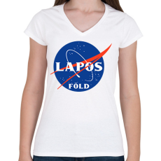 PRINTFASHION Lapos-föld - Női V-nyakú póló - Fehér