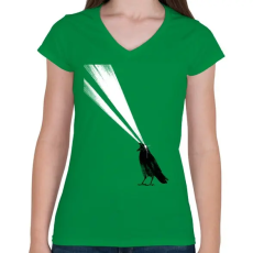 PRINTFASHION Laser crow - Női V-nyakú póló - Zöld