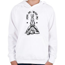 PRINTFASHION Lassan járj - Gyerek kapucnis pulóver - Fehér