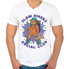 PRINTFASHION Lassú kirándulók klubja - Férfi V-nyakú póló - Fehér