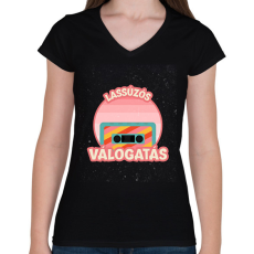 PRINTFASHION lassuzos - Női V-nyakú póló - Fekete